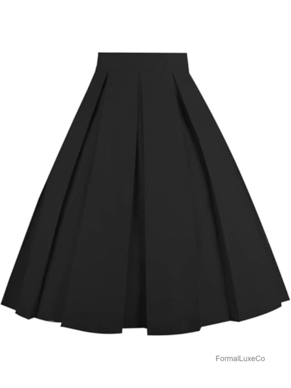Vintage Pleated A-Line Midi Skirt with Pockets Cotton Blend